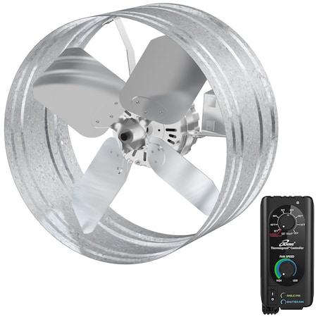 Iliving Silver 14 in. 120-Volt Wall Mounted Variable Speed Gable Exhaust Fan with Thermospeed Controller ILG8G14-22ST